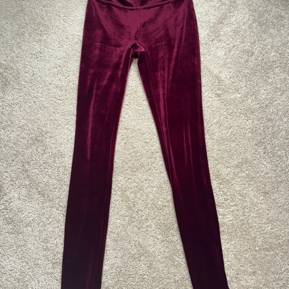 SPANX Deep Red Velvet Leggings